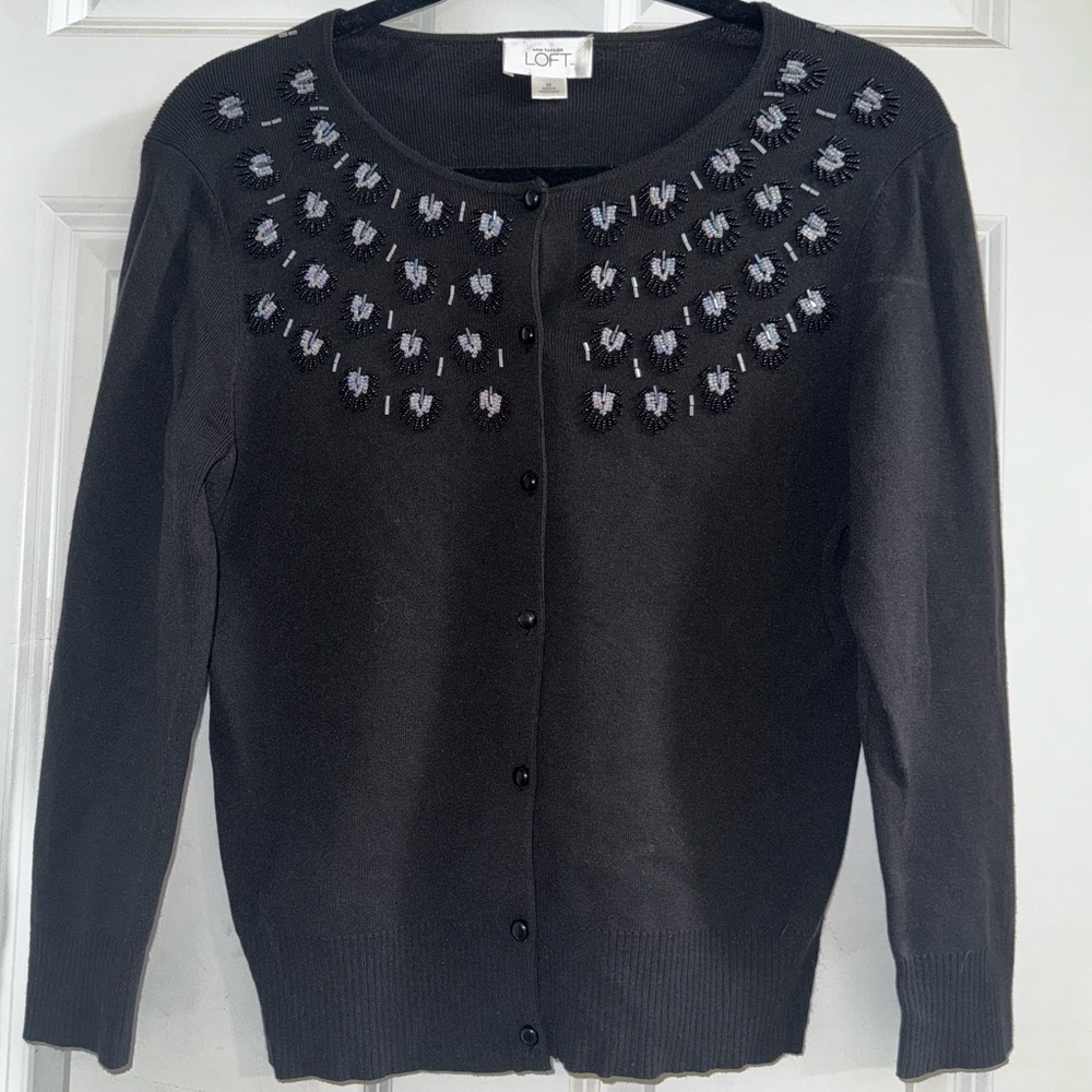 LOFT Ann Taylor Beaded Cardigan